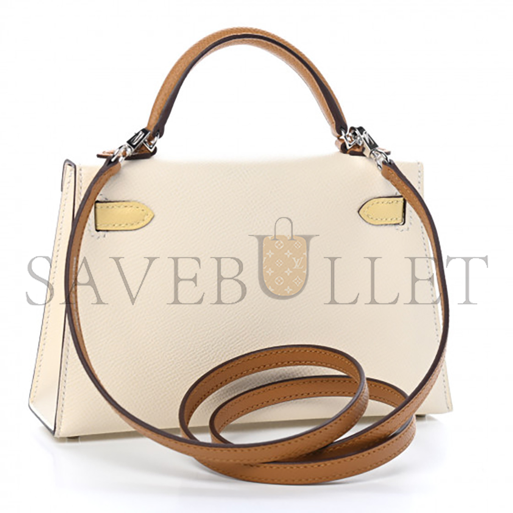 HERMÈS MASTER EPSOM MINI KELLY II NATA JAUNE POUSSIN SESAME (19*12*5.5cm)